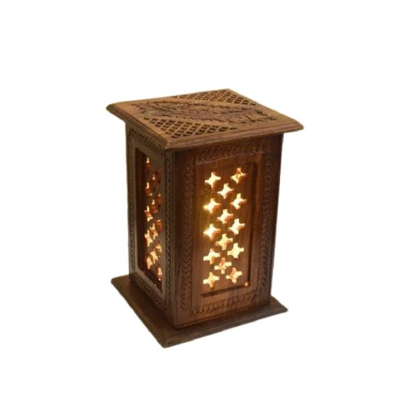 Wooden Square Table Lamp